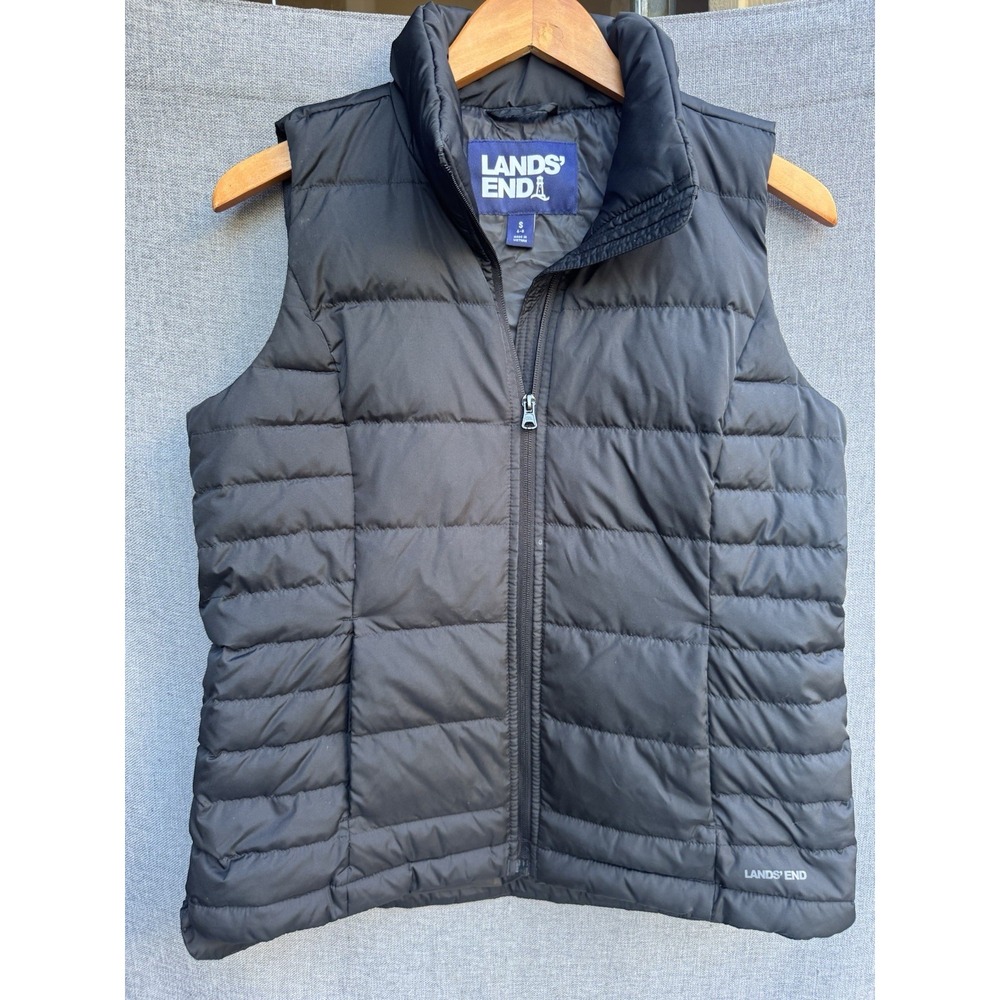 Lands' End 600 Fill Down Puffer Vest Black Womens Small Lightweight